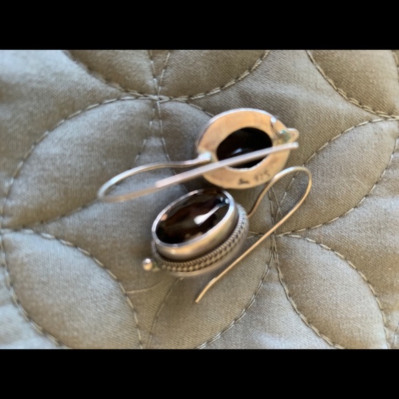 Smoky quartz teardrop earrings set in 925 SS✨ - Picture 2 of 6